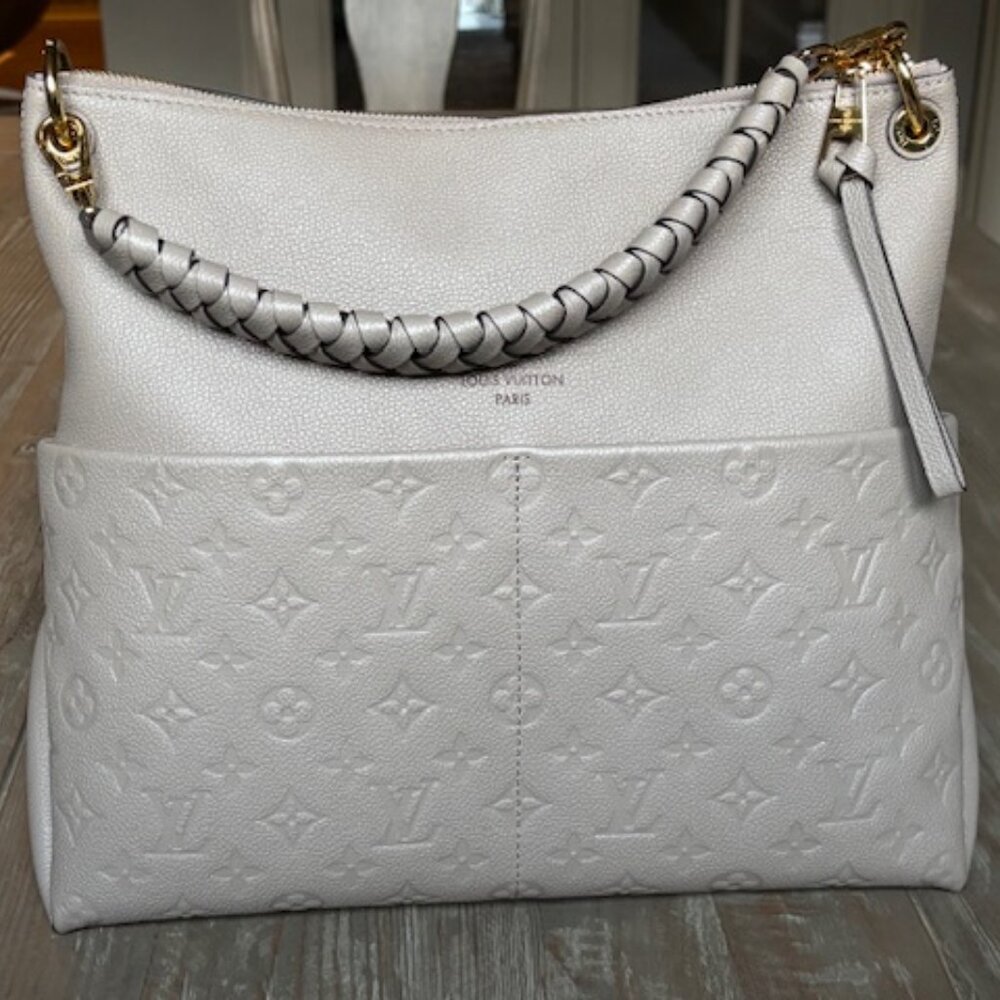 Like New Louis Vuitton Maida Tourterelle Monogram Empreinte Leather Handbag